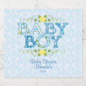 Baby Boy, Land Bloemen Baby shower Bier Etiket (Enkel label)