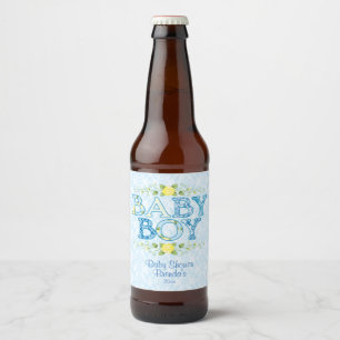 Baby Boy, Land Bloemen Baby shower Bier Etiket