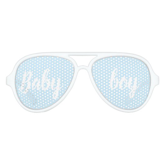 Baby Boy lichtblauw Baby shower laat plezier zien Aviator Zonnebril (Voorkant)