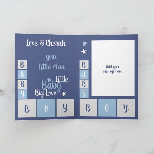Baby Boy liefde en koester je kleine man navy Kaart (Binnen)
