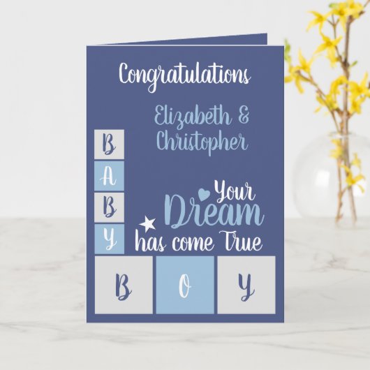 Baby Boy liefde en koester je kleine man navy Kaart (Gele Bloem)