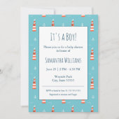 Baby Boy Lighthouse en Anchor Pattern op Blue Kaart (Voorkant)