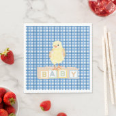 Baby Boy Little Chick Blue Gingham Servet (Insitu)