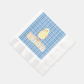 Baby Boy Little Chick Blue Gingham Servet (Hoek)