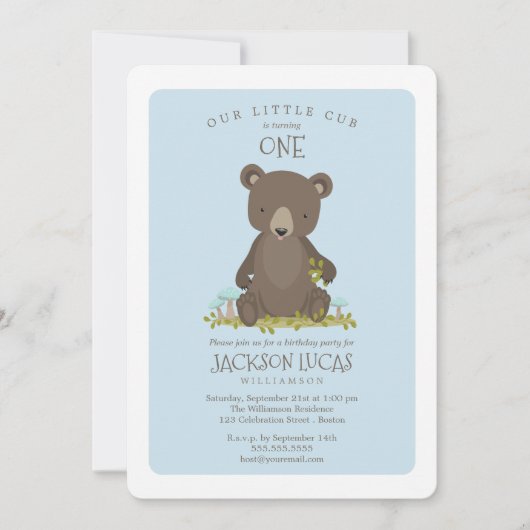 Baby Boy Little Cub Child's Birthday Party Kaart (Voorkant)