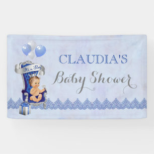 Baby Boy Little Prince Silver Crown Royal Blue Spandoek