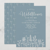 Baby Boy Little Wildflower Blauw Baby shower Kaart (Voorkant / Achterkant)