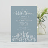 Baby Boy Little Wildflower Blauw Baby shower Kaart (Staand voorkant)