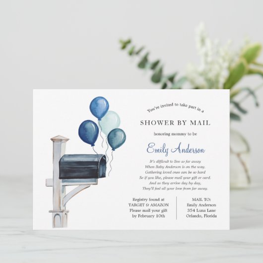 Baby Boy Long Distance Shower per Mail Kaart (Staand voorkant)