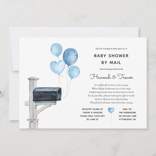 Baby Boy Long Distance Shower per Mail Kaart (Voorkant)