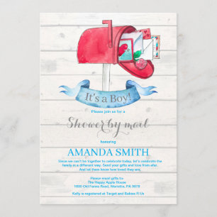 Baby Boy Long Distance Shower via Mail Invitation Kaart