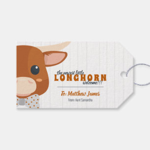 Baby Boy Longhorn Burnt Orange Cadeaulabel