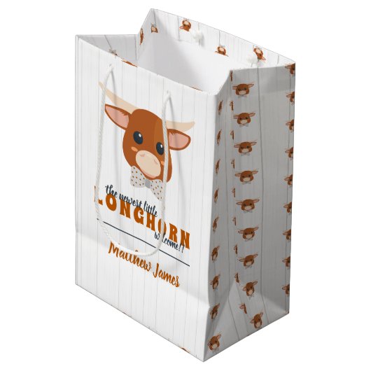 Baby Boy Longhorn Burnt Orange Medium Cadeauzakje (Voorkant Gekanteld)