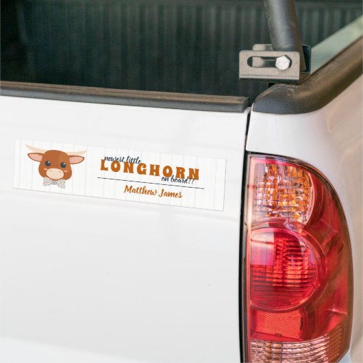 Baby Boy Longhorn verbrande Oranje aankondiging Bumpersticker (Op Truck)