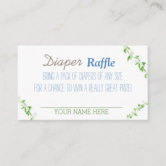 Baby Boy Luier Raffle Tickets Informatiekaartje (Voorkant)