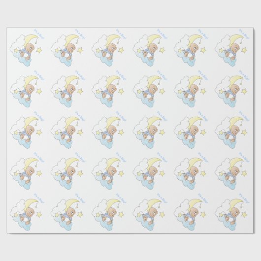 Baby Boy maakt een wens Cadeaupapier (Vlak)