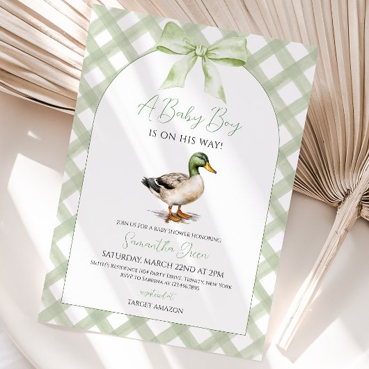 Baby Boy Mallard Eend Baby Shower Kaart