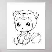 Baby Boy Meisje Beer Jumpsuit Kleurplaat Poster (Voorkant)