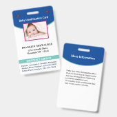 Baby Boy Meisje Foto ID Identificatie Kaart Custom Badge (Front & Back)