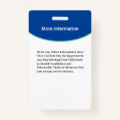 Baby Boy Meisje Foto ID Identificatie Kaart Custom Badge (Achterkant)