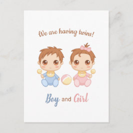 Baby Boy Meisje Twins Aankondiging Briefkaart