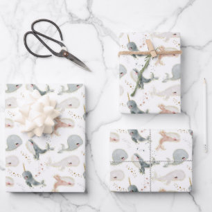 Baby Boy Meisje Whimsical Whale Ocean Theme Party Inpakpapier Vel