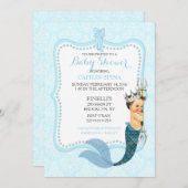 Baby Boy Merman Merboy Prince Crown Damask Invitat Kaart (Voorkant / Achterkant)
