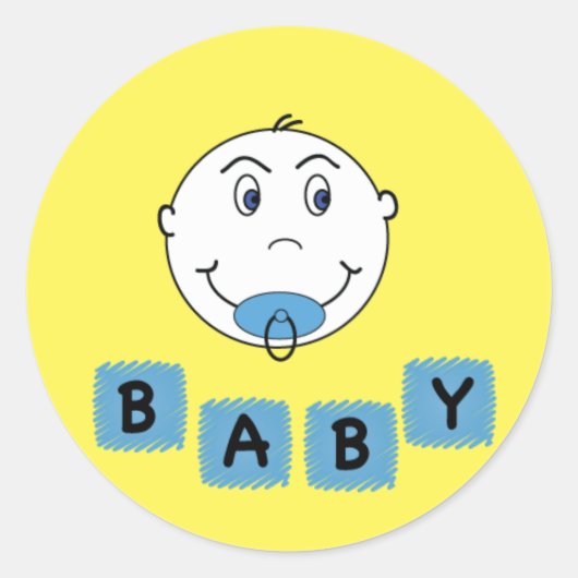 Baby Boy met Binky Ronde Sticker (Voorkant)