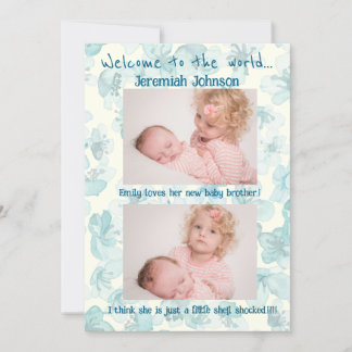Baby Boy met broer en zus Nieuwe Aankomst Aankondiging