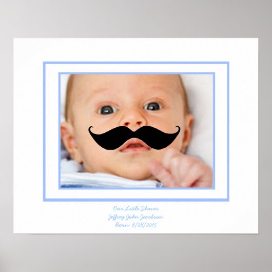 Baby Boy met Mustache Little Shaver Custom Photo Poster (Voorkant)