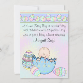Baby Boy met Paaseieren Baby shower Uitnodiging