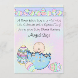 Baby Boy met Paaseieren Baby shower Uitnodiging