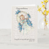  Baby Boy met Rosary Blue Flowers Kaart (Gele Bloem)