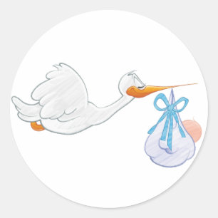 Baby Boy met Stork Ronde Sticker