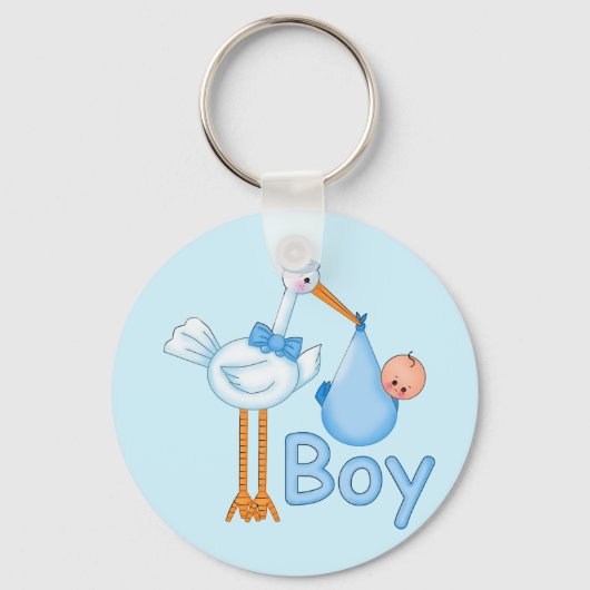 Baby Boy met Stork Sleutelhanger (Voorkant)