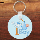Baby Boy met Stork Sleutelhanger (Voorkant)