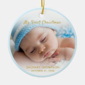 Baby Boy Mijn eerste kerstfoto Keepsake Keramisch Ornament (Voorkant)