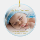 Baby Boy Mijn eerste kerstfoto Keepsake Keramisch Ornament (Achterkant)