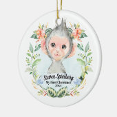 Baby Boy Mijn eerste kerstWaterverf Baby aap Keramisch Ornament (Links)