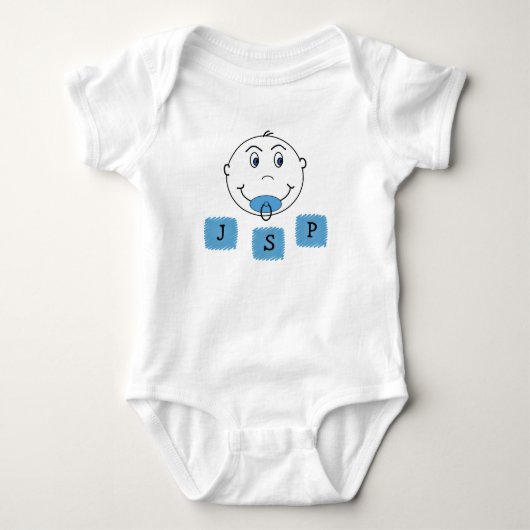 Baby Boy Mischief Face met Monogram Romper (Voorkant)