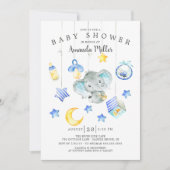Baby Boy Mobile Elephant Baby shower Kaart (Voorkant)