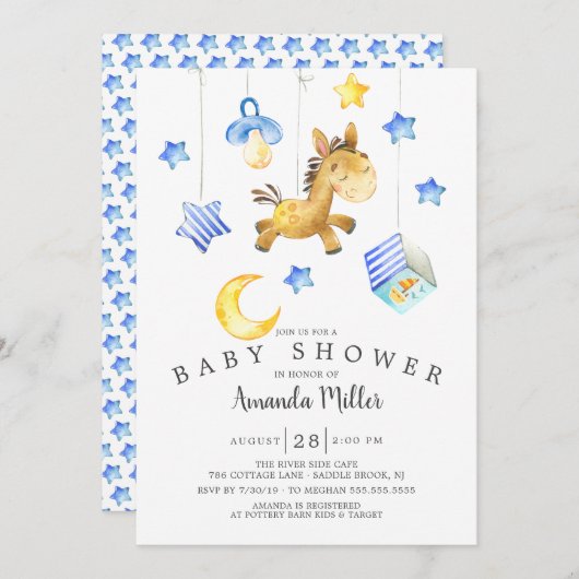 Baby Boy Mobile Horse Baby shower Kaart (Voorkant / Achterkant)