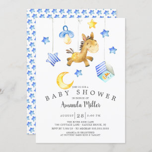 Baby Boy Mobile Horse Baby shower Kaart