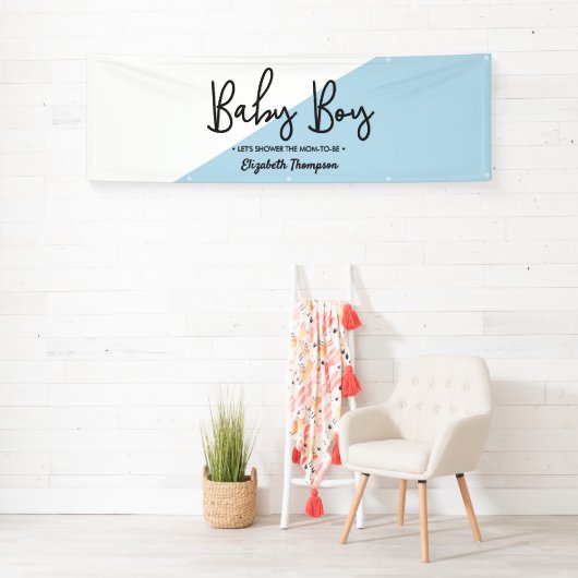 Baby Boy Modern Diagonaal Baby shower Spandoek (Insitu)