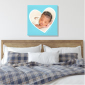 BABY BOY moderne foto gelaagde hart frame aqua Kan Canvas Afdruk (Insitu (Slaapkamer))