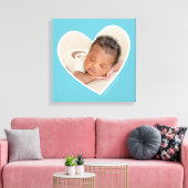 BABY BOY moderne foto gelaagde hart frame aqua Kan Canvas Afdruk (Insitu (Woonkamer))