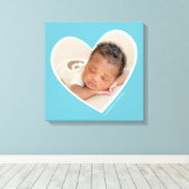 BABY BOY moderne foto gelaagde hart frame aqua Kan Canvas Afdruk (Insitu (Houten vloer))