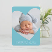 BABY BOY moderne foto schattig lijst aqua blue I Kaart (Staand voorkant)