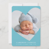 BABY BOY moderne foto schattig lijst aqua blue I Kaart (Voorkant)