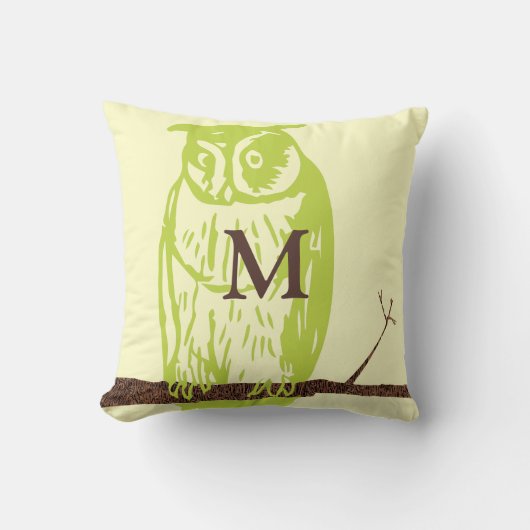 Baby Boy Monogram Owl Kussen (Voorkant)
